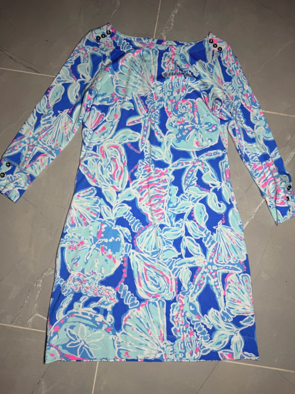 Lilly Pulitzer Aqua and Pink Shell-Print Dress